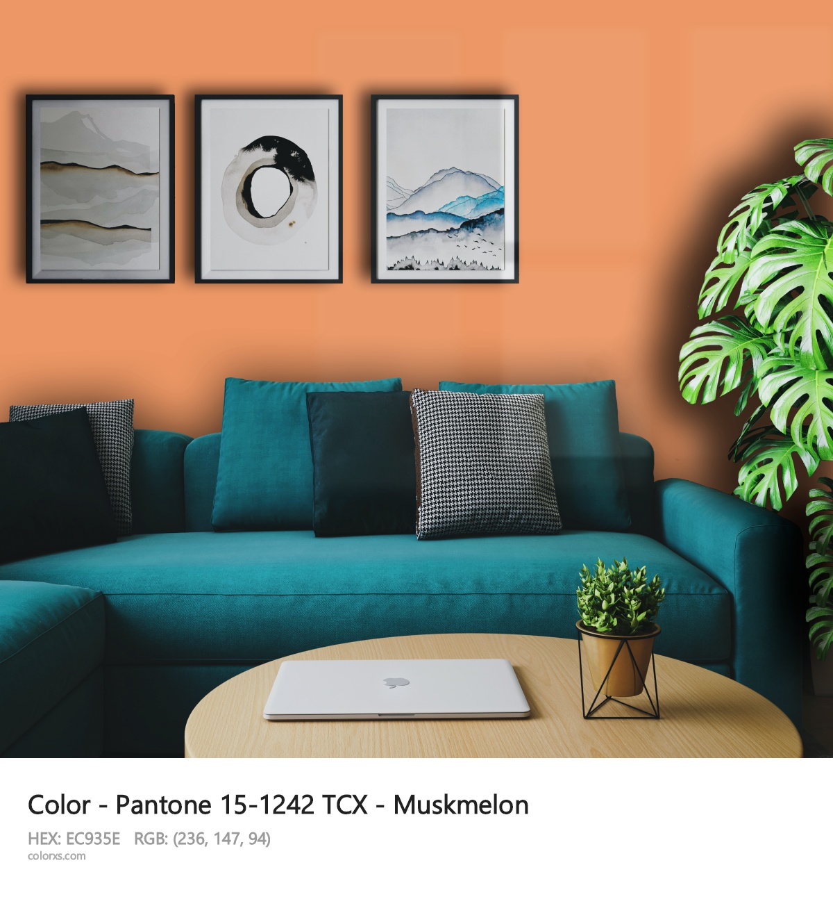 Pantone 15-1242 TCX - Muskmelon CMS cozy coffee corner interior