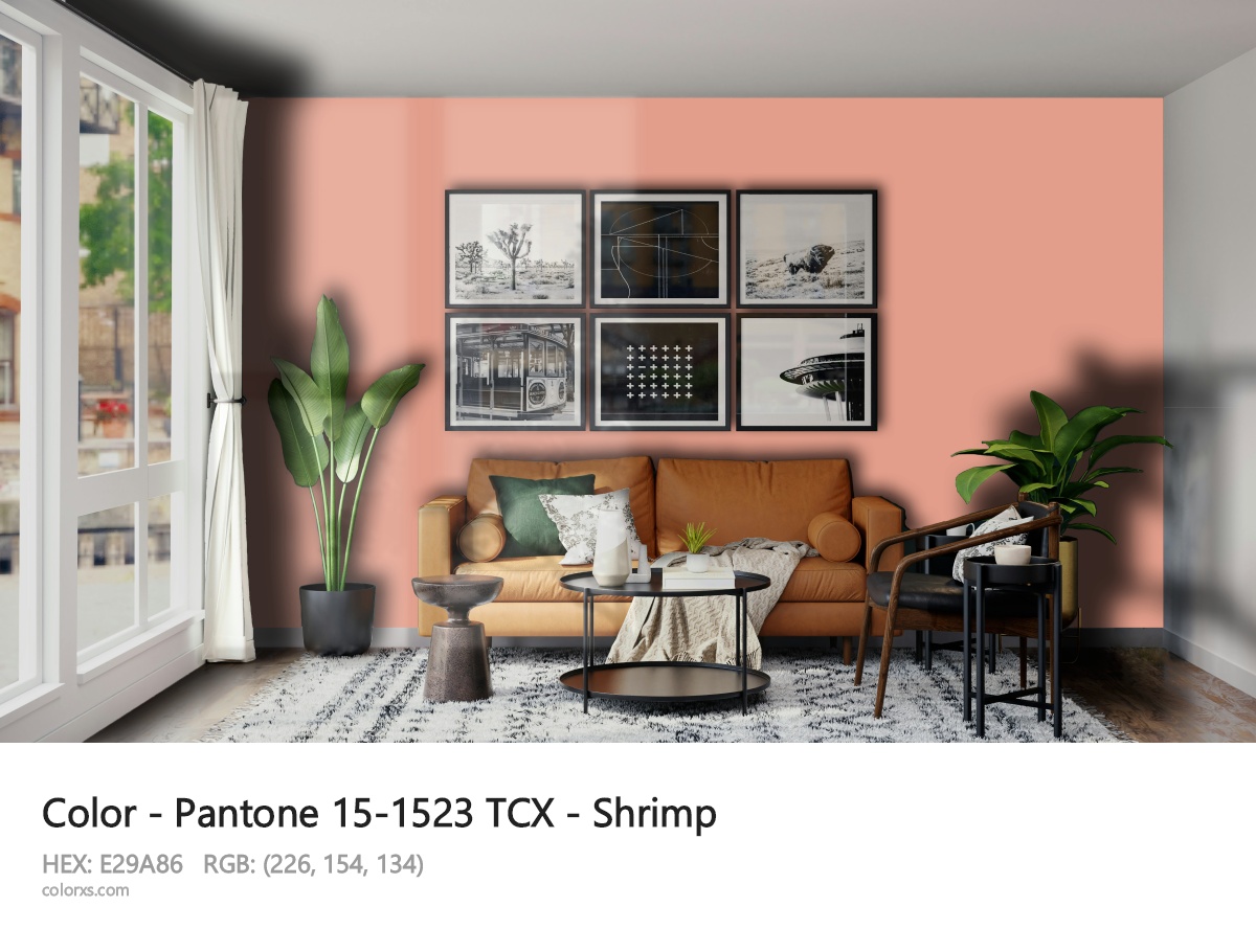 Pantone 15-1523 TCX - Shrimp CMS modern minimalist living room interior