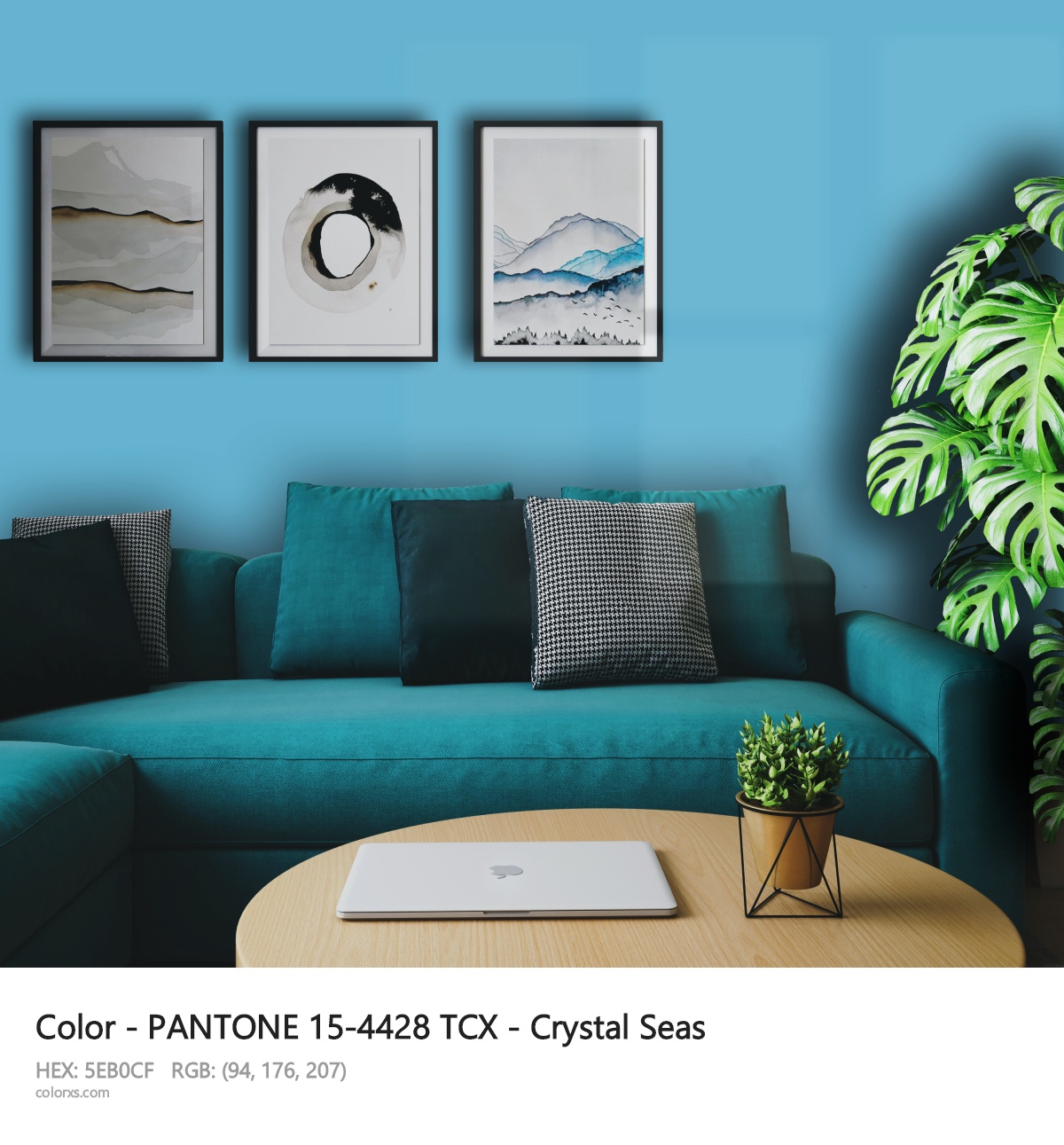 PANTONE 15-4428 TCX - Crystal Seas CMS cozy coffee corner interior