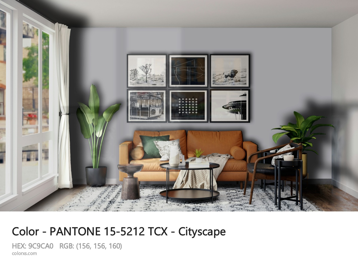 PANTONE 15-5212 TCX - Cityscape CMS modern minimalist living room interior