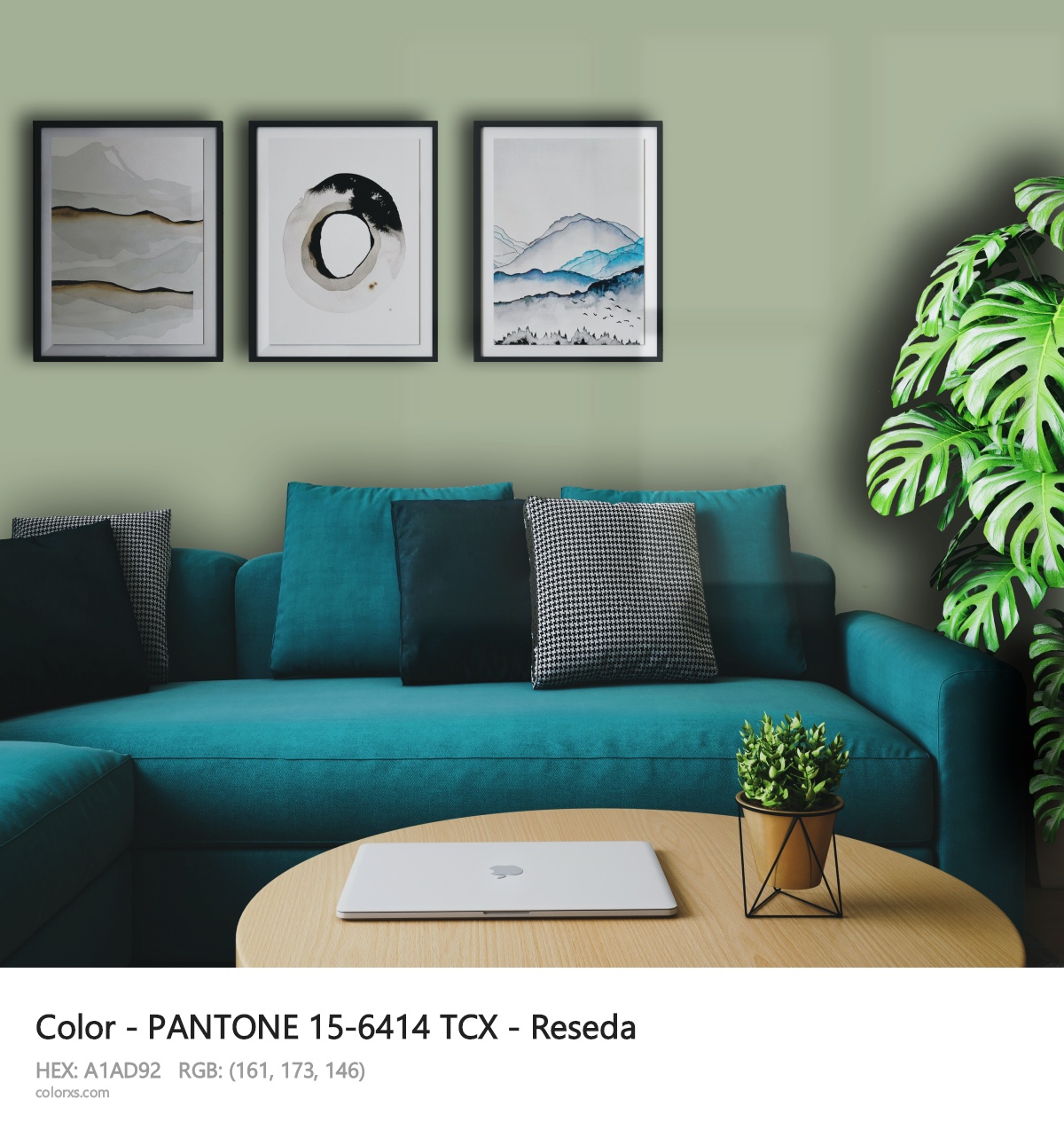 About PANTONE 15-6414 TCX - Reseda color - its meaning and example