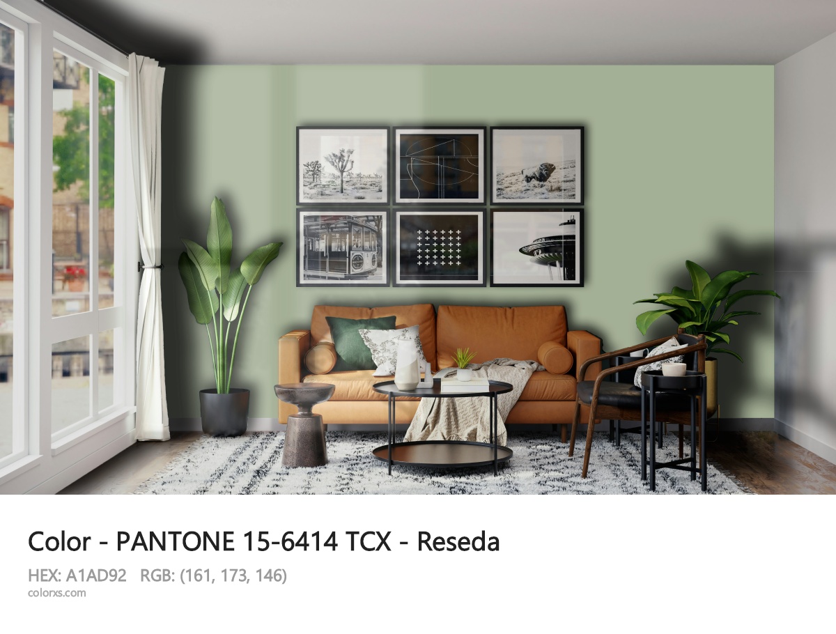 PANTONE 15-6414 TCX - Reseda CMS modern minimalist living room interior