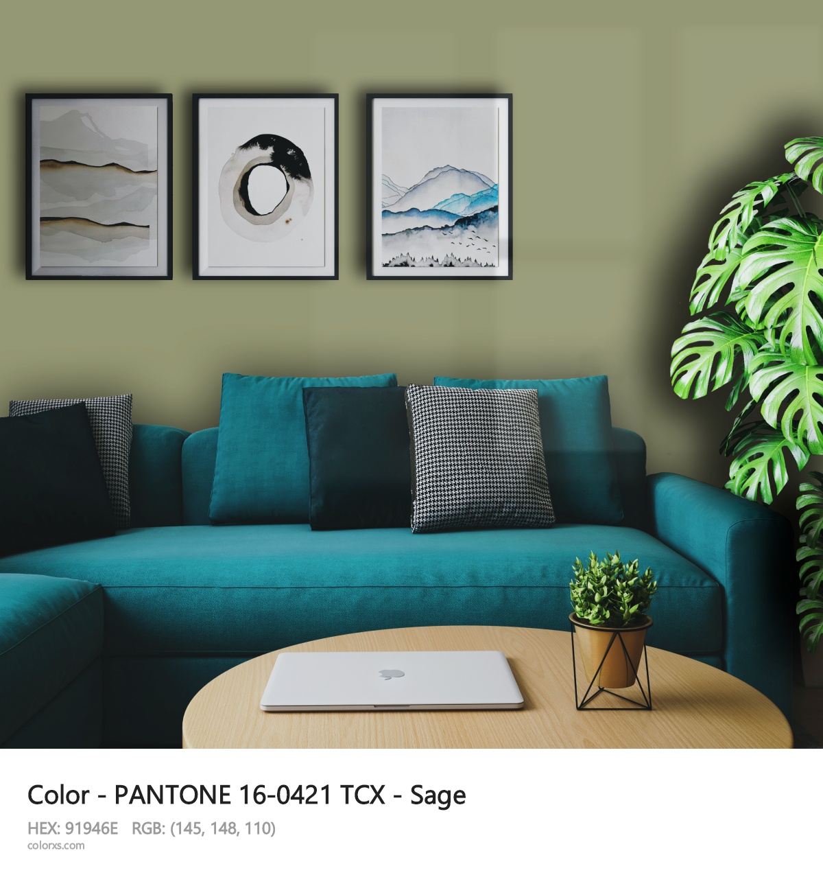 PANTONE 16-0421 TCX - Sage CMS cozy coffee corner interior