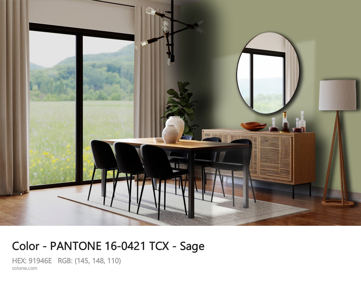 PANTONE 16-0421 TCX - Sage CMS dining room design