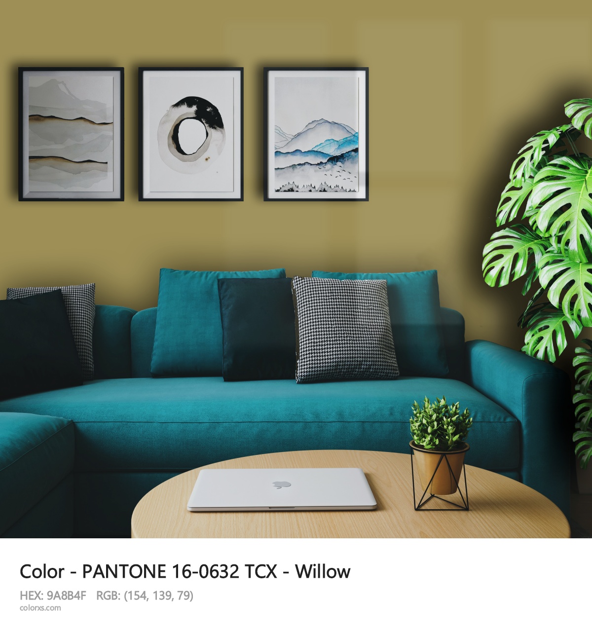 PANTONE 16-0632 TCX - Willow CMS cozy coffee corner interior