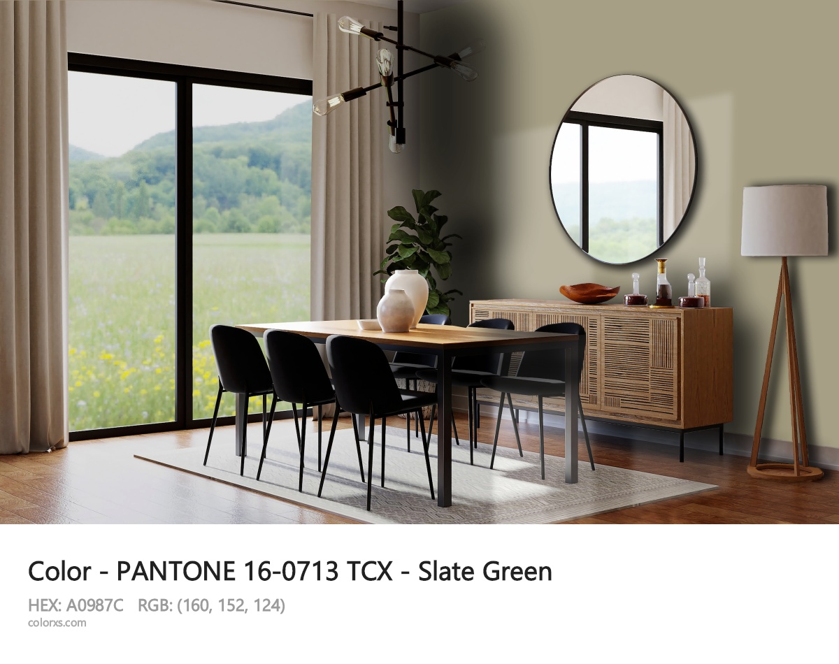 PANTONE 16-0713 TCX - Slate Green CMS dining room design
