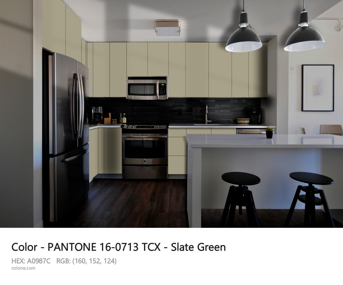 PANTONE 16-0713 TCX - Slate Green CMS modular kitchen design