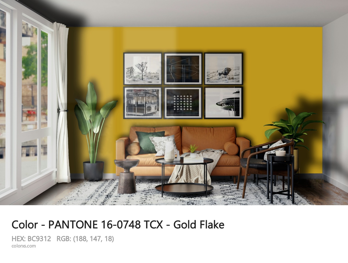 PANTONE 16-0748 TCX - Gold Flake CMS modern minimalist living room interior