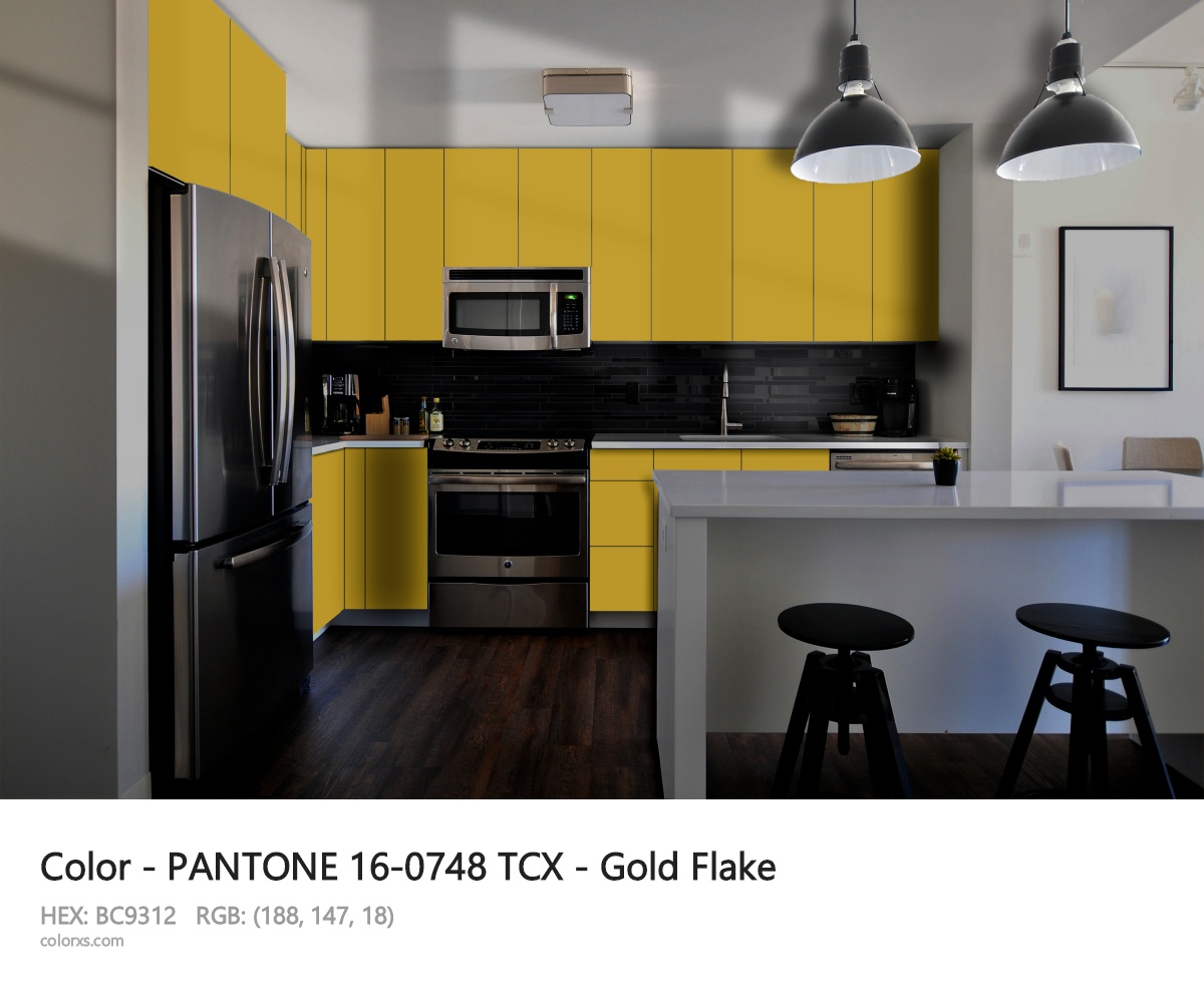 PANTONE 16-0748 TCX - Gold Flake CMS modular kitchen design