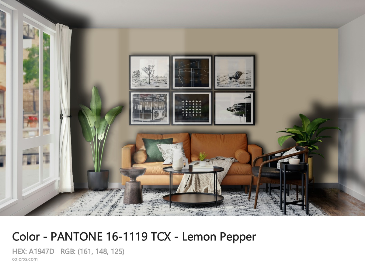 PANTONE 16-1119 TCX - Lemon Pepper CMS modern minimalist living room interior