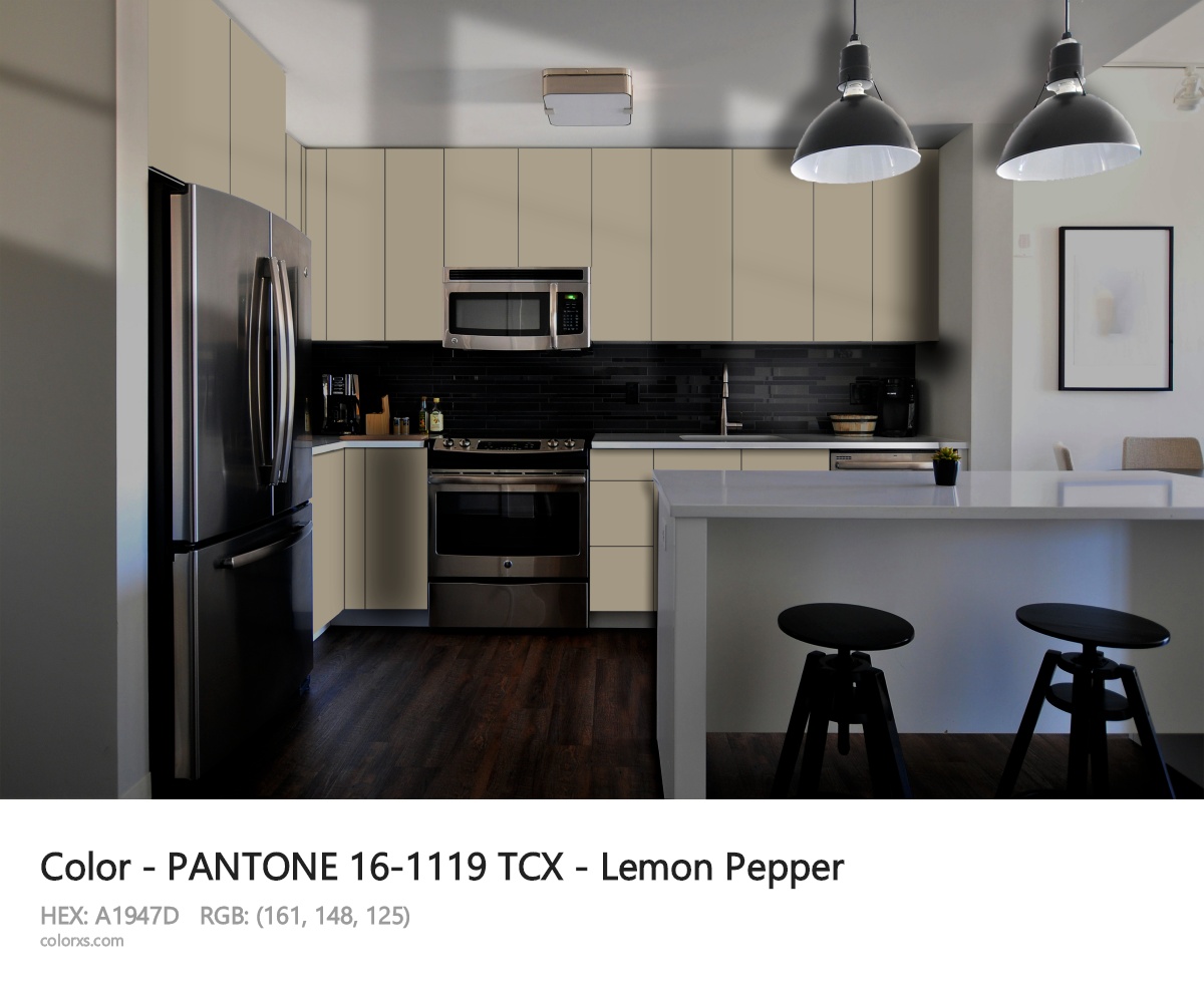 PANTONE 16-1119 TCX - Lemon Pepper CMS modular kitchen design