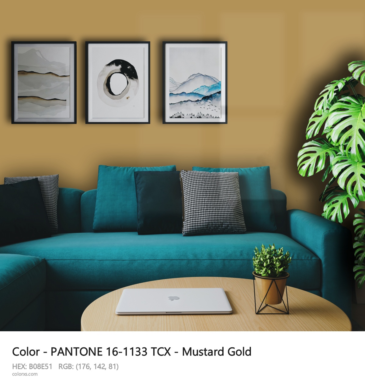 PANTONE 16-1133 TCX - Mustard Gold CMS cozy coffee corner interior