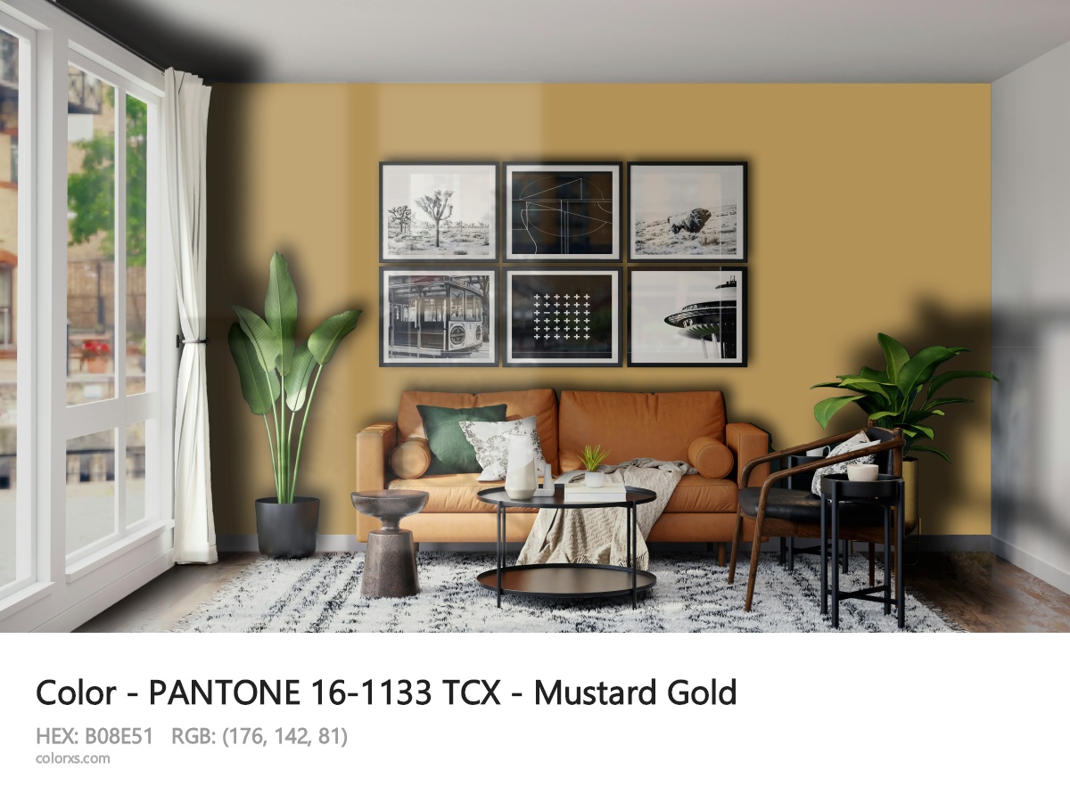 PANTONE 16-1133 TCX - Mustard Gold CMS modern minimalist living room interior