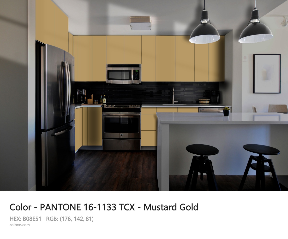 PANTONE 16-1133 TCX - Mustard Gold CMS modular kitchen design