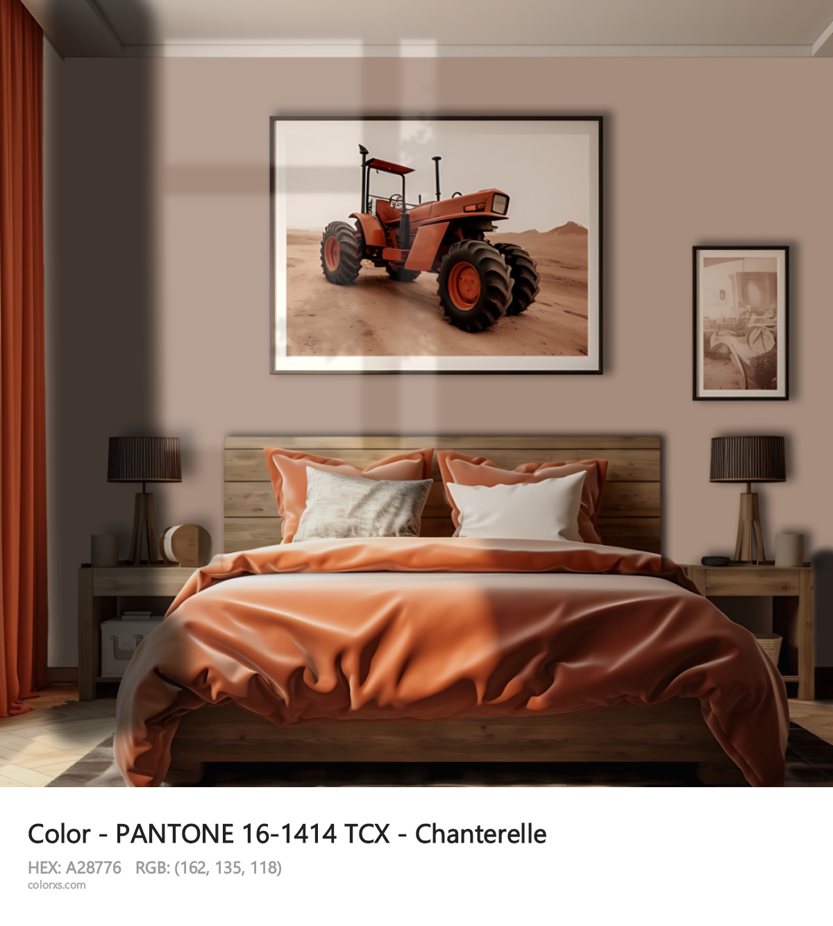 PANTONE 16-1414 TCX - Chanterelle CMS vintage style bedroom interior