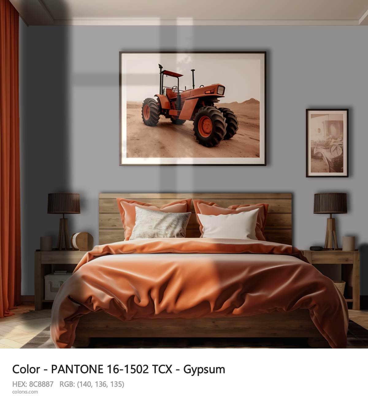 PANTONE 16-1502 TCX - Gypsum CMS vintage style bedroom interior