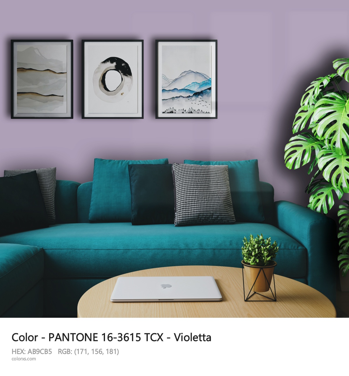 PANTONE 16-3615 TCX - Violetta CMS cozy coffee corner interior