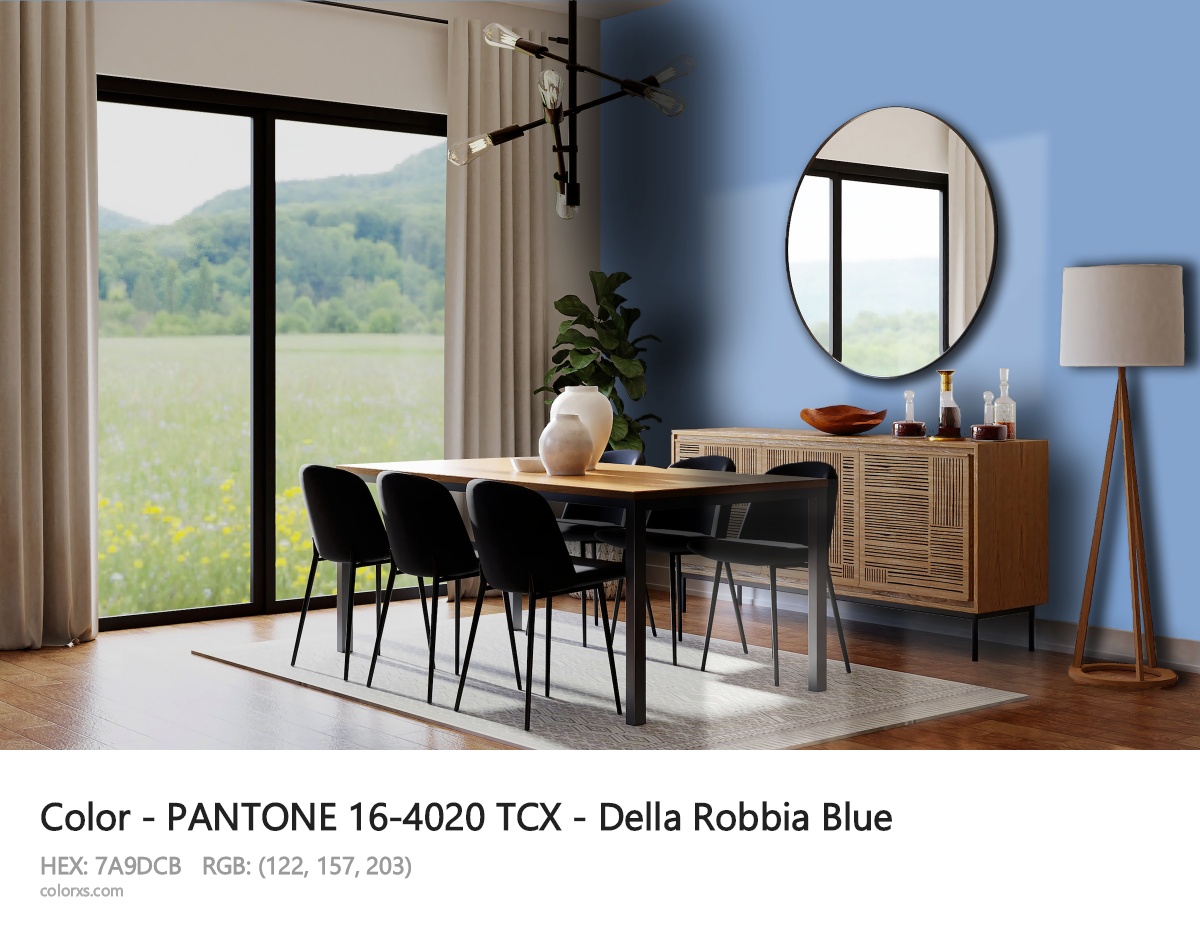 PANTONE 16-4020 TCX - Della Robbia Blue CMS dining room design