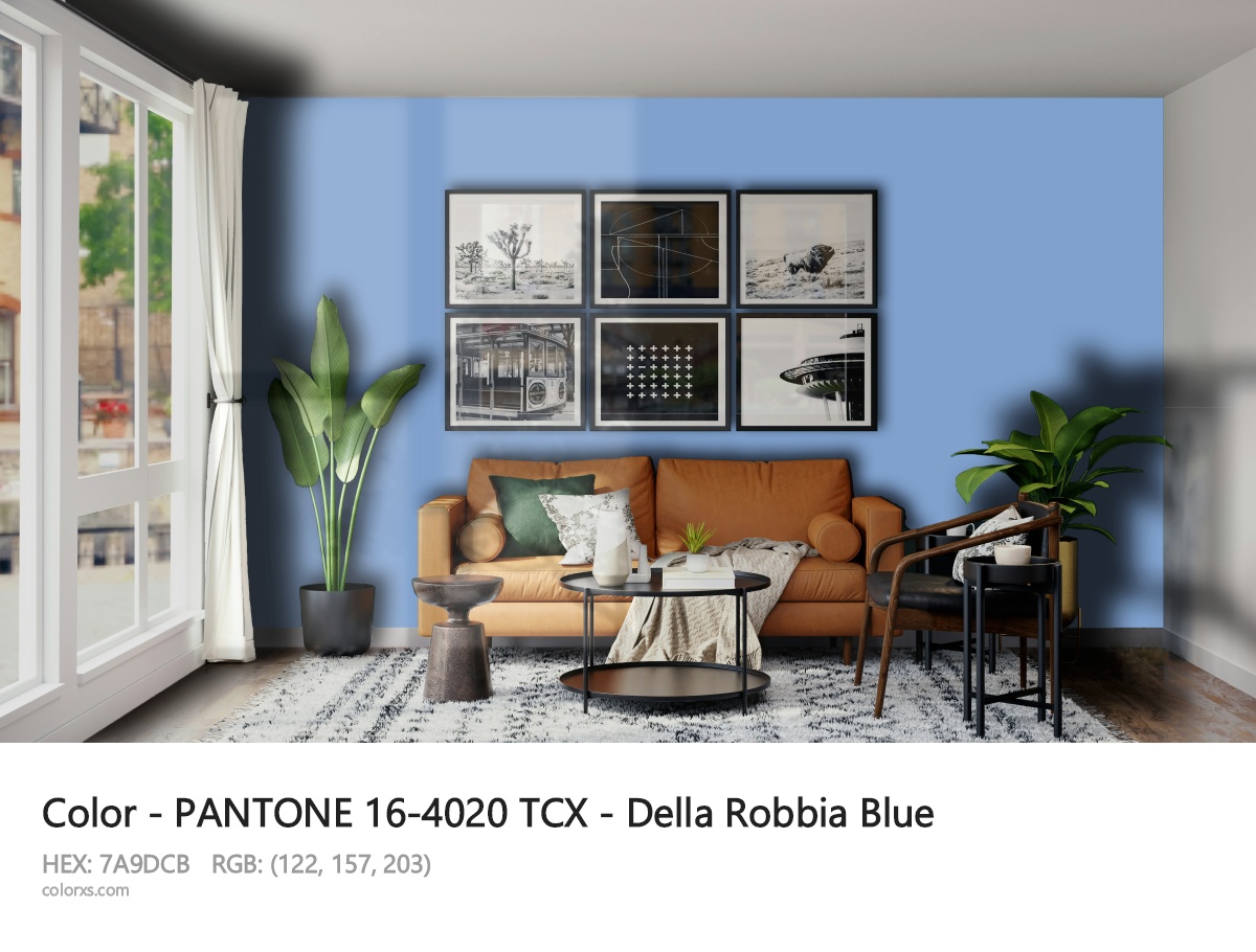 PANTONE 16-4020 TCX - Della Robbia Blue CMS modern minimalist living room interior