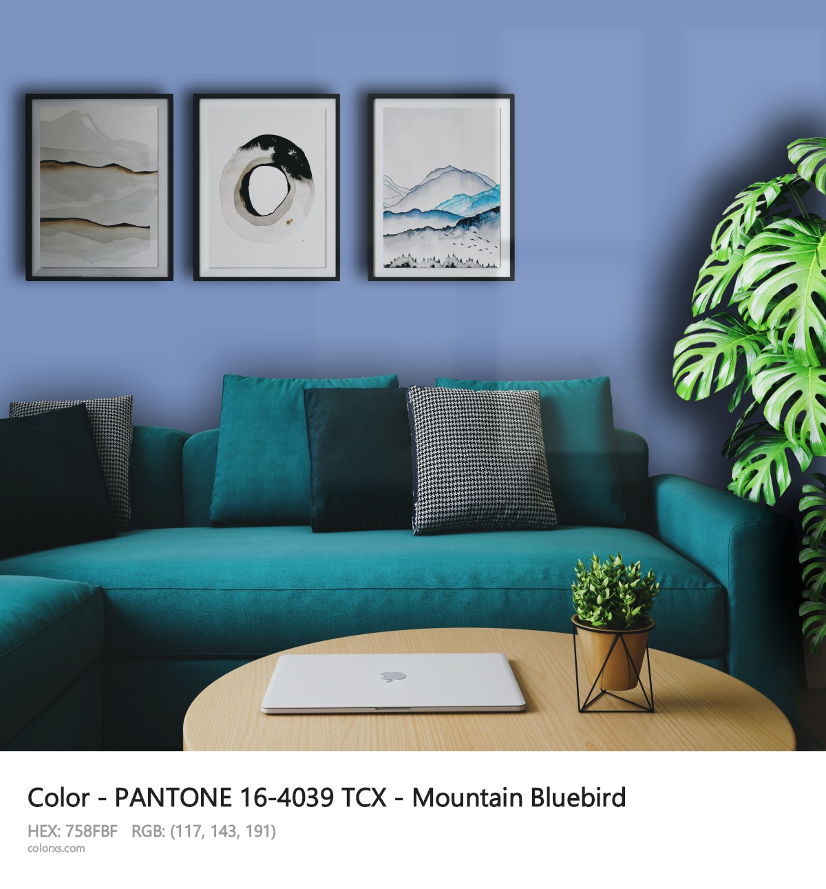 PANTONE 16-4039 TCX - Mountain Bluebird CMS cozy coffee corner interior