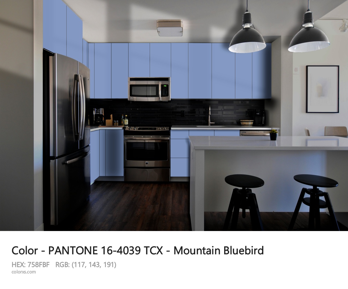 PANTONE 16-4039 TCX - Mountain Bluebird CMS modular kitchen design