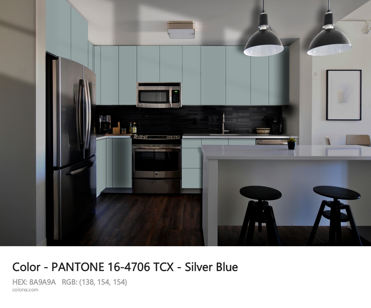 PANTONE 16-4706 TCX - Silver Blue CMS modular kitchen design