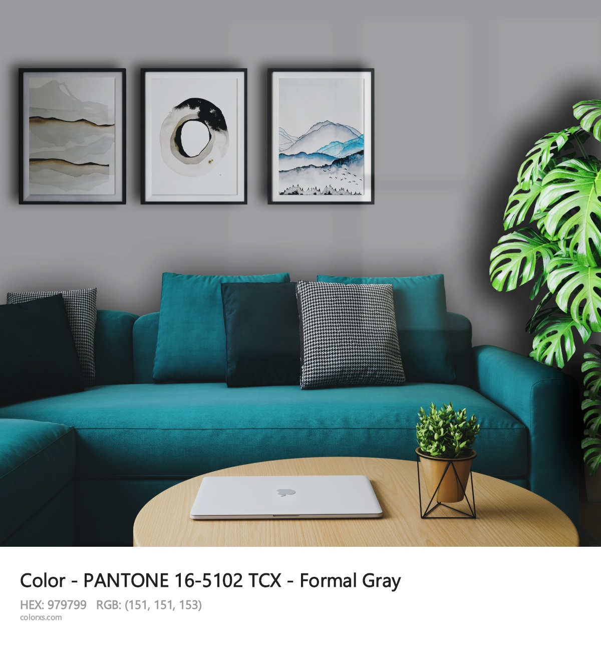 PANTONE 16-5102 TCX - Formal Gray CMS cozy coffee corner interior