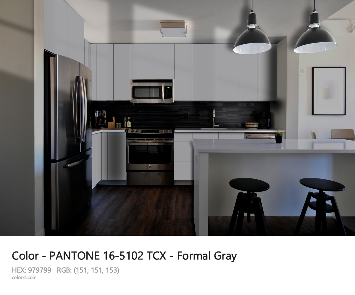 PANTONE 16-5102 TCX - Formal Gray CMS modular kitchen design