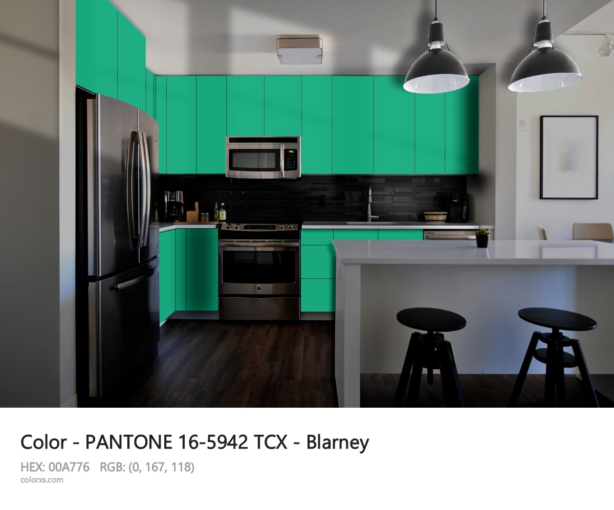PANTONE 16-5942 TCX - Blarney CMS modular kitchen design