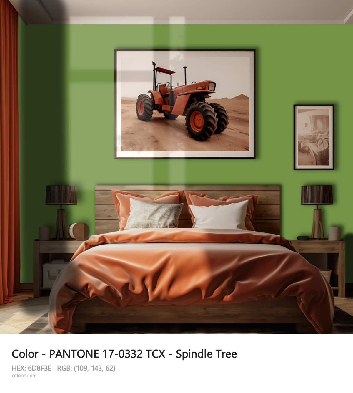 PANTONE 17-0332 TCX - Spindle Tree CMS vintage style bedroom interior