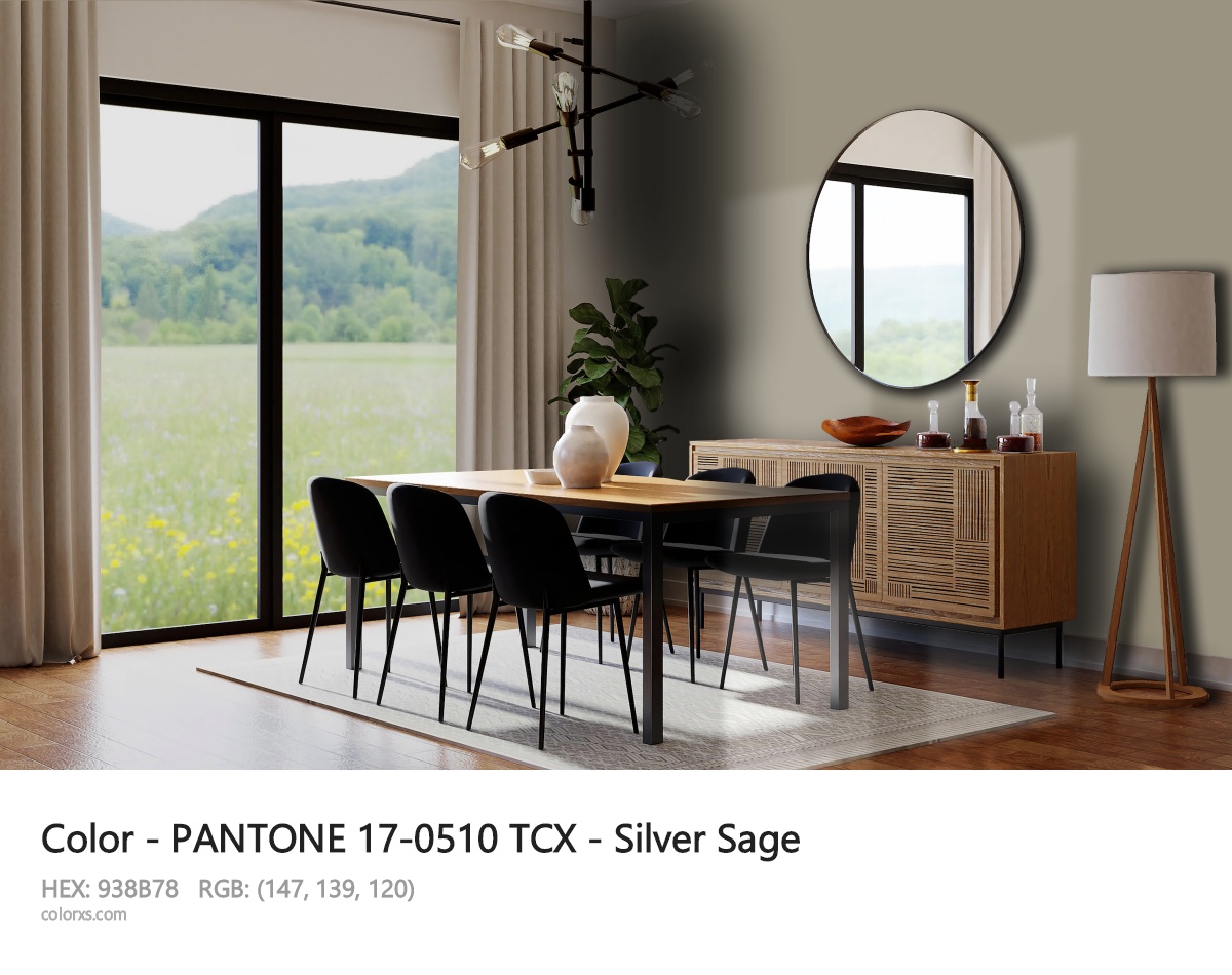 PANTONE 17-0510 TCX - Silver Sage CMS dining room design