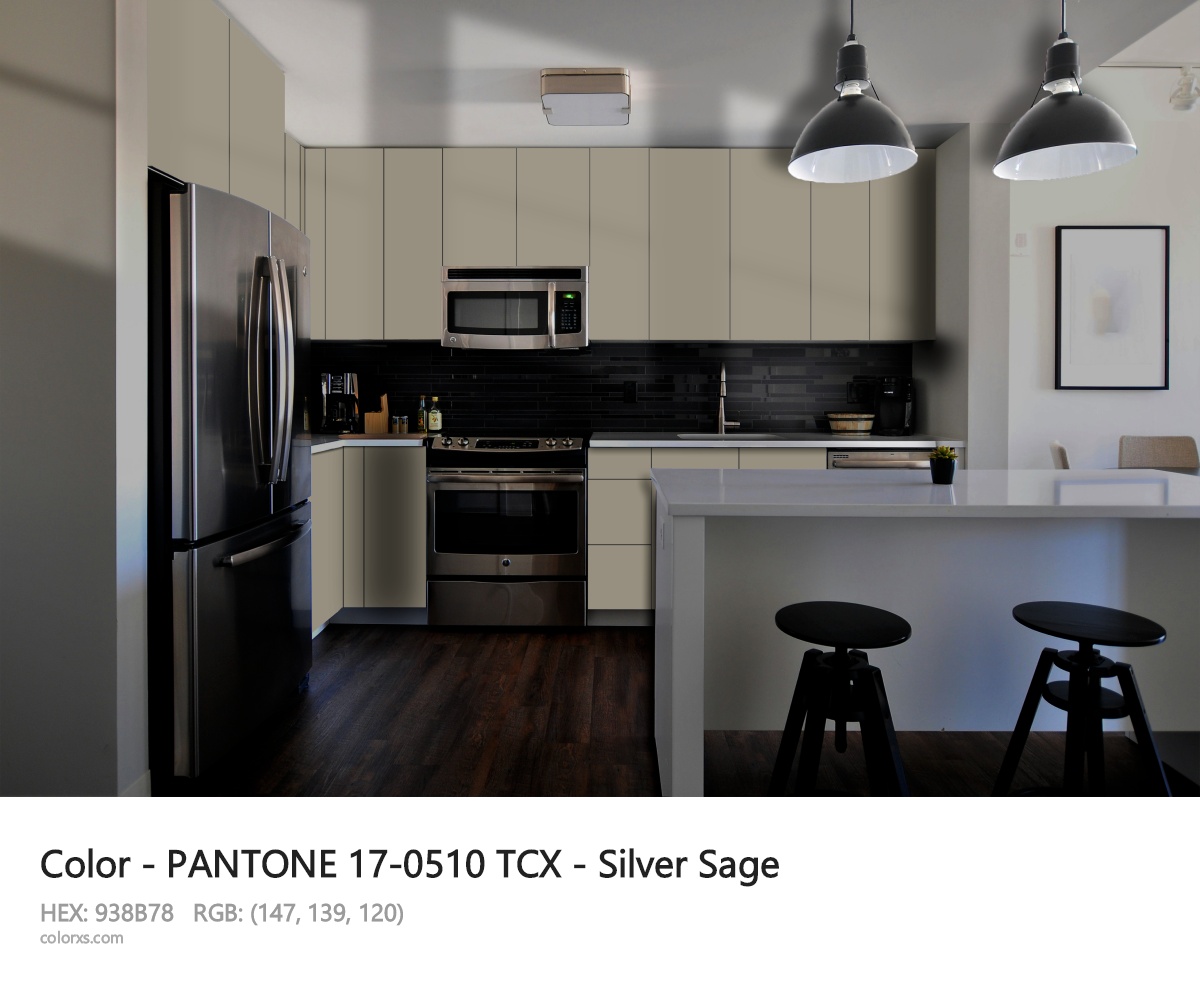 PANTONE 17-0510 TCX - Silver Sage CMS modular kitchen design
