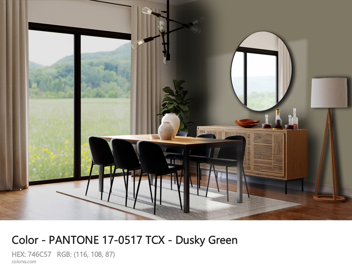 PANTONE 17-0517 TCX - Dusky Green CMS dining room design