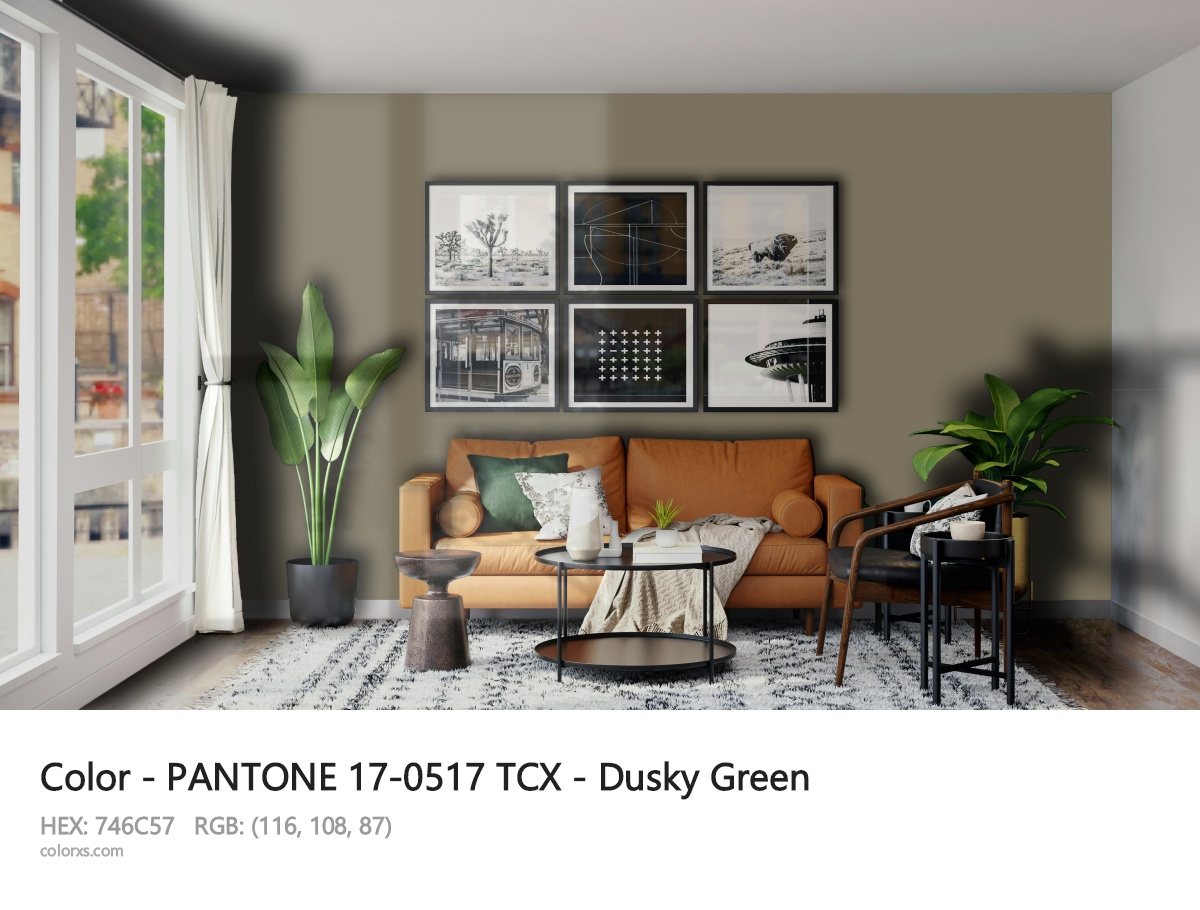 PANTONE 17-0517 TCX - Dusky Green CMS modern minimalist living room interior