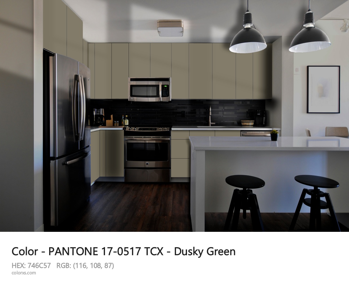 PANTONE 17-0517 TCX - Dusky Green CMS modular kitchen design