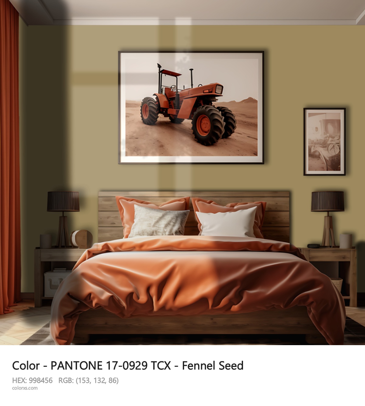 PANTONE 17-0929 TCX - Fennel Seed CMS vintage style bedroom interior