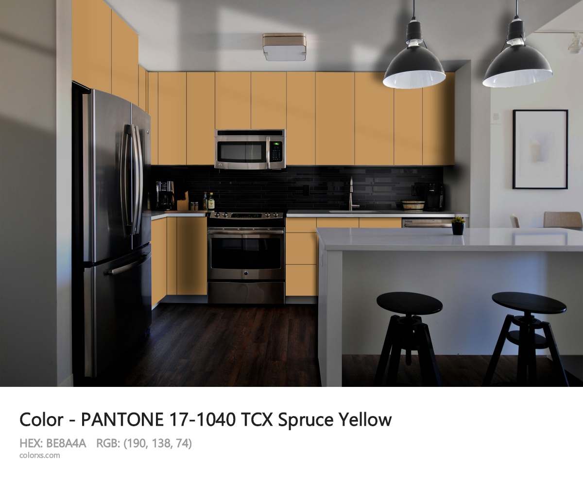 PANTONE 17-1040 TCX Spruce Yellow CMS modular kitchen design