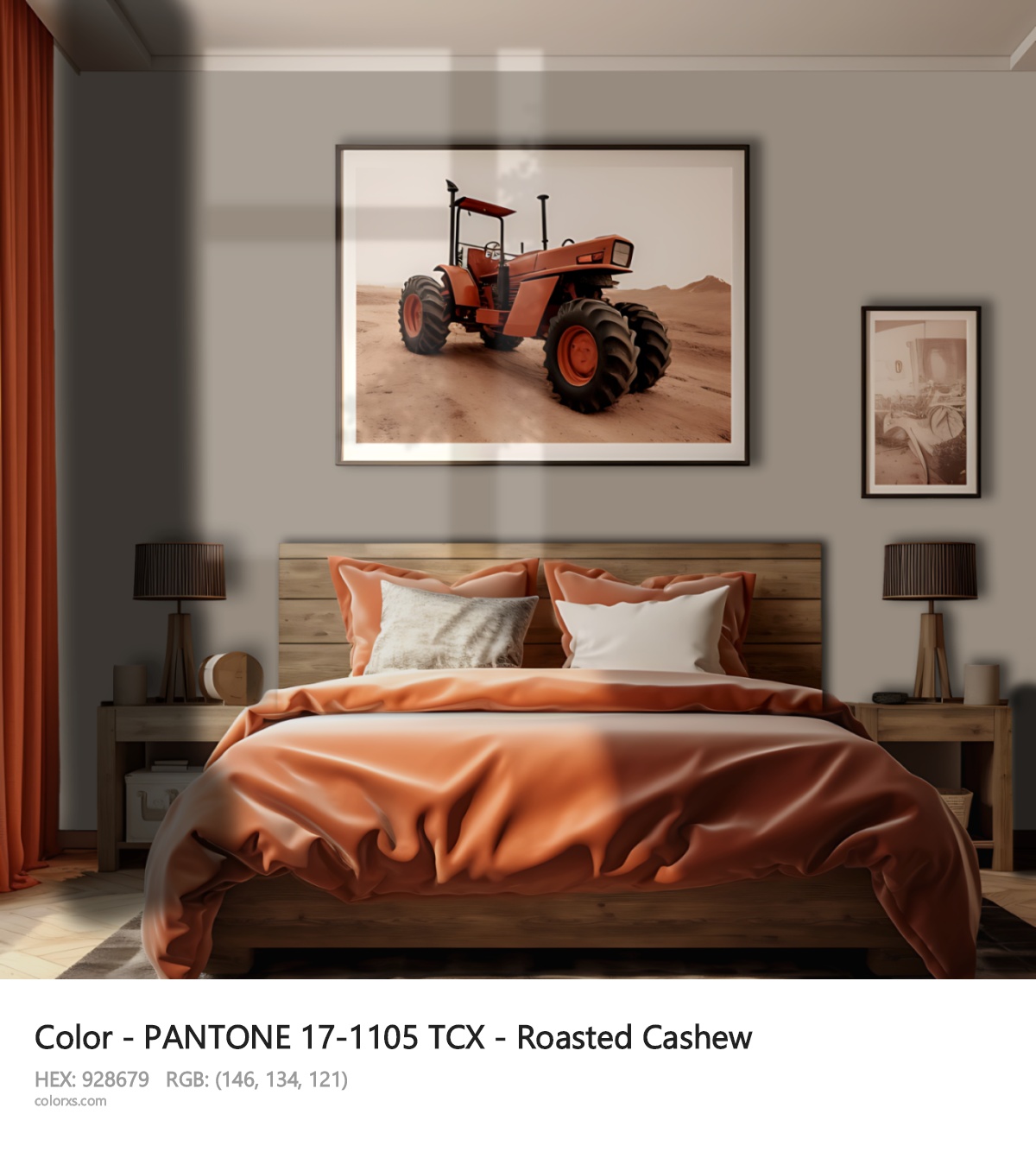 PANTONE 17-1105 TCX - Roasted Cashew CMS vintage style bedroom interior