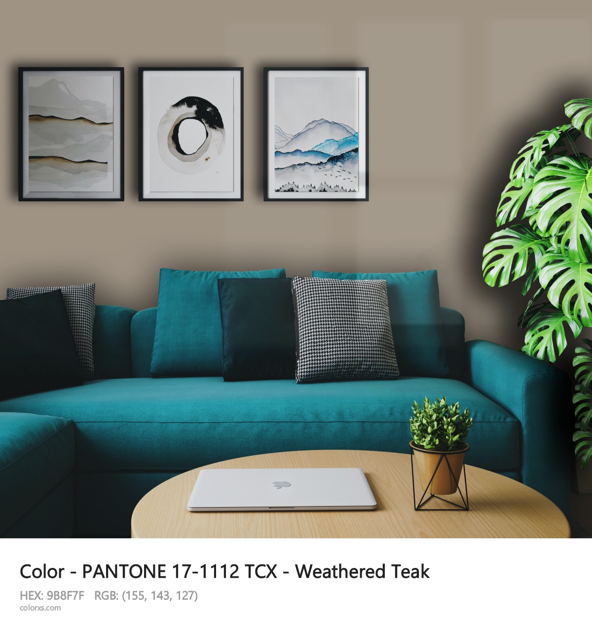 PANTONE 17-1112 TCX - Weathered Teak CMS cozy coffee corner interior