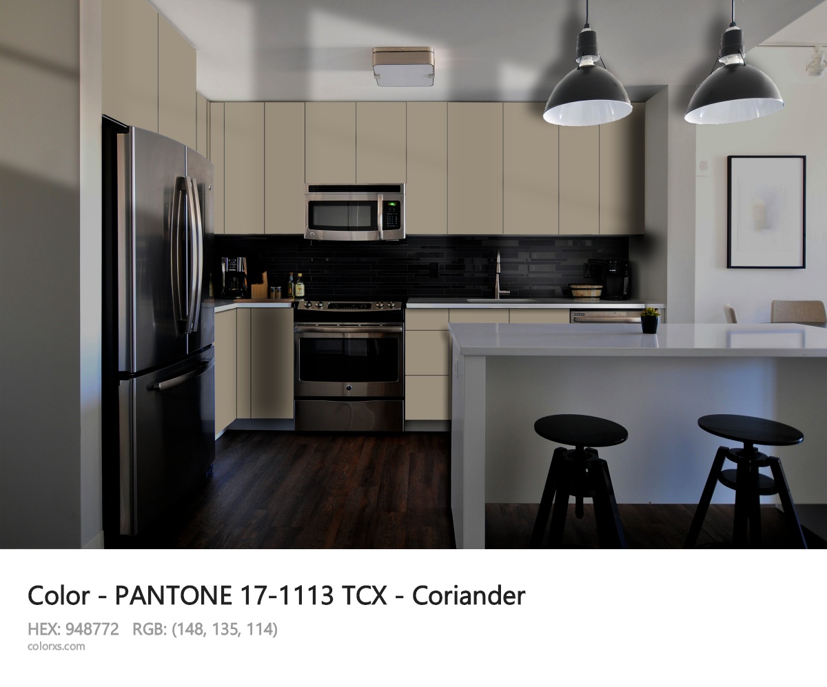 PANTONE 17-1113 TCX - Coriander CMS modular kitchen design