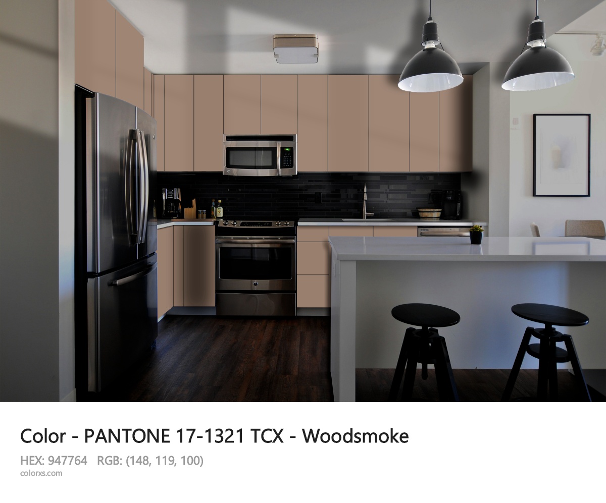 PANTONE 17-1321 TCX - Woodsmoke CMS modular kitchen design