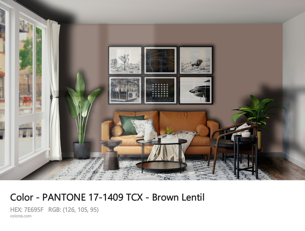 PANTONE 17-1409 TCX - Brown Lentil CMS modern minimalist living room interior
