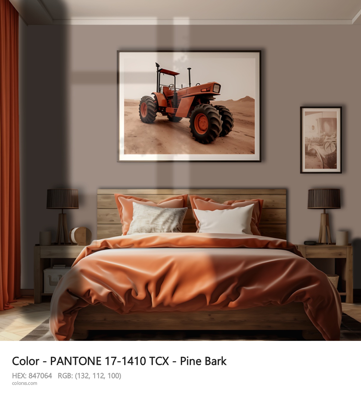 About PANTONE 17-1410 TCX - Pine Bark color - its meaning and example