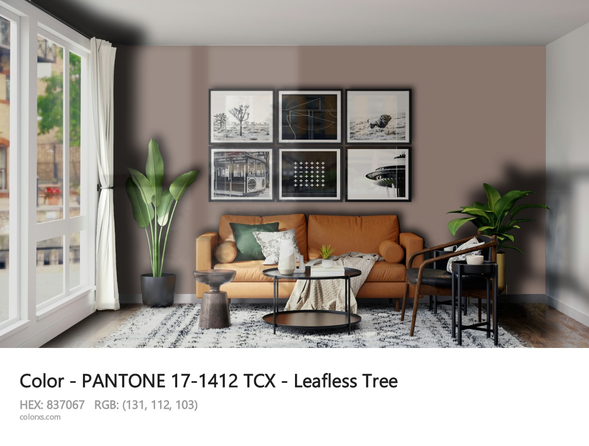 About PANTONE 17-1412 TCX - Leafless Tree color - its meaning and example