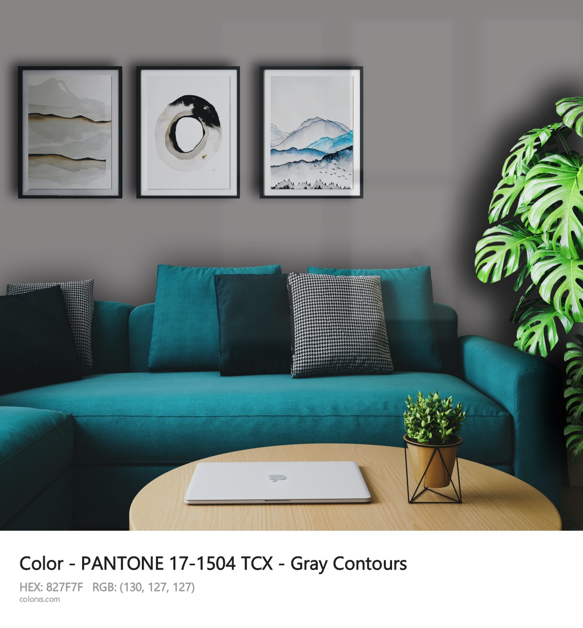 PANTONE 17-1504 TCX - Gray Contours CMS cozy coffee corner interior