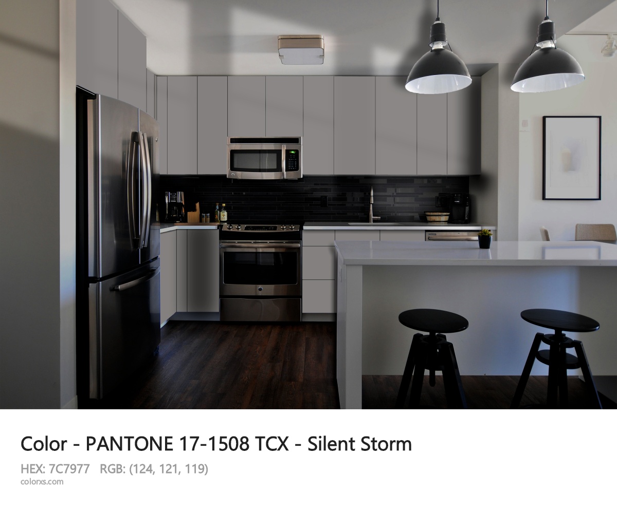 PANTONE 17-1508 TCX - Silent Storm CMS modular kitchen design