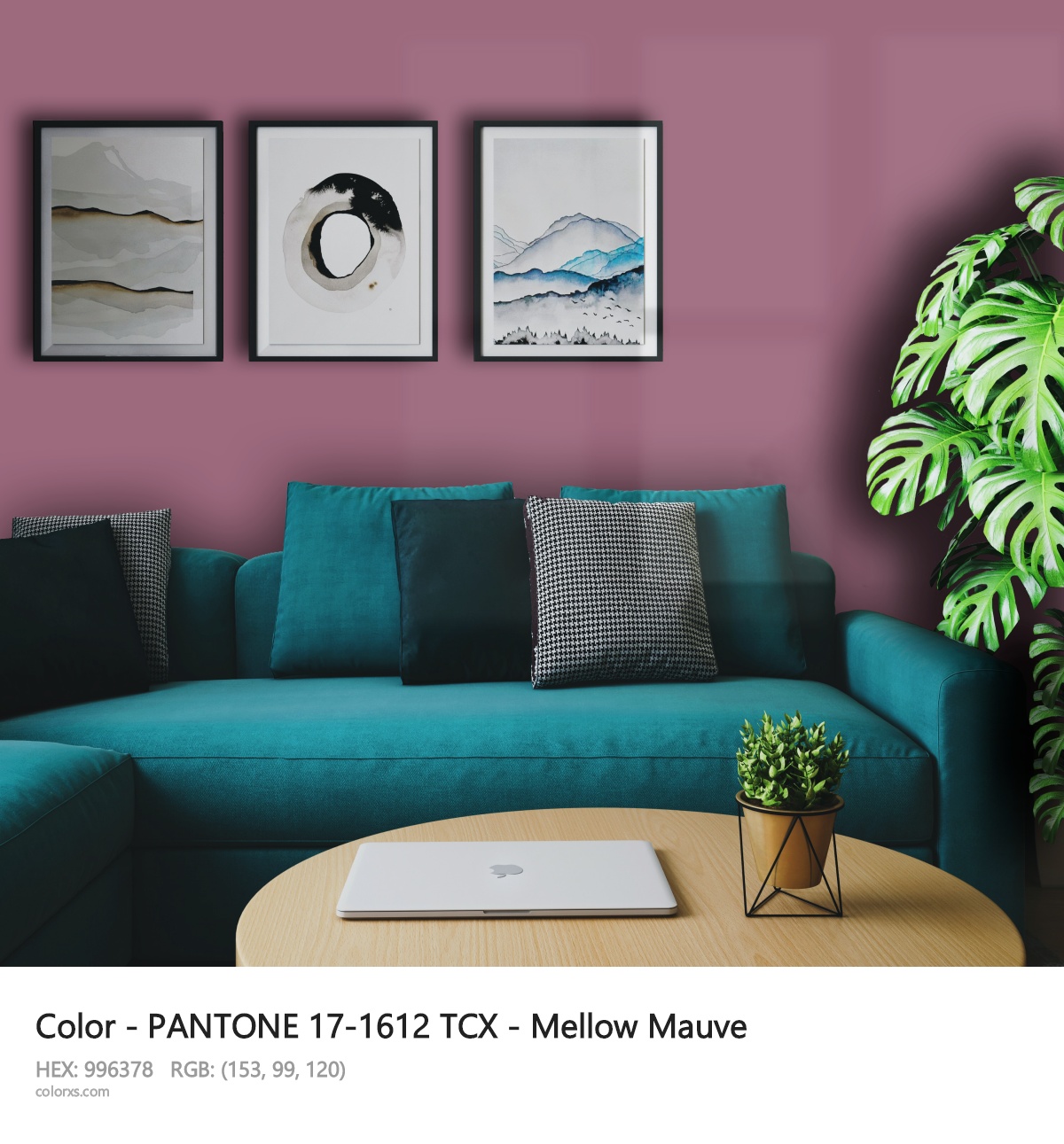 About PANTONE 17-1612 TCX - Mellow Mauve color - its meaning and example