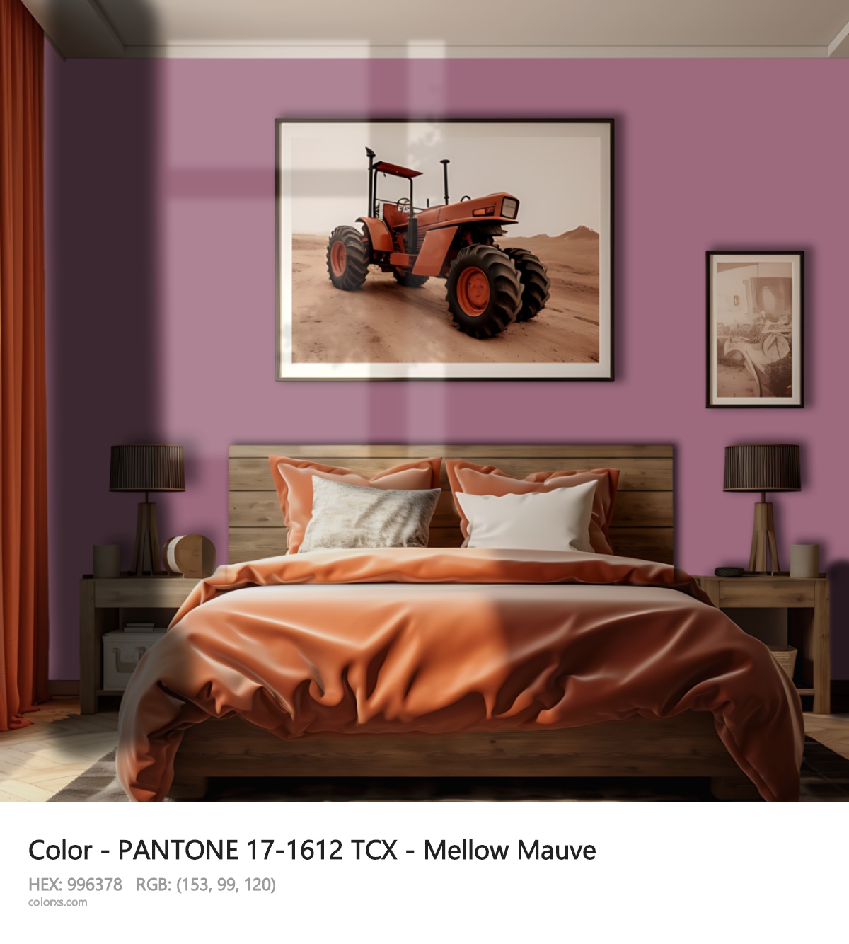 PANTONE 17-1612 TCX - Mellow Mauve CMS vintage style bedroom interior