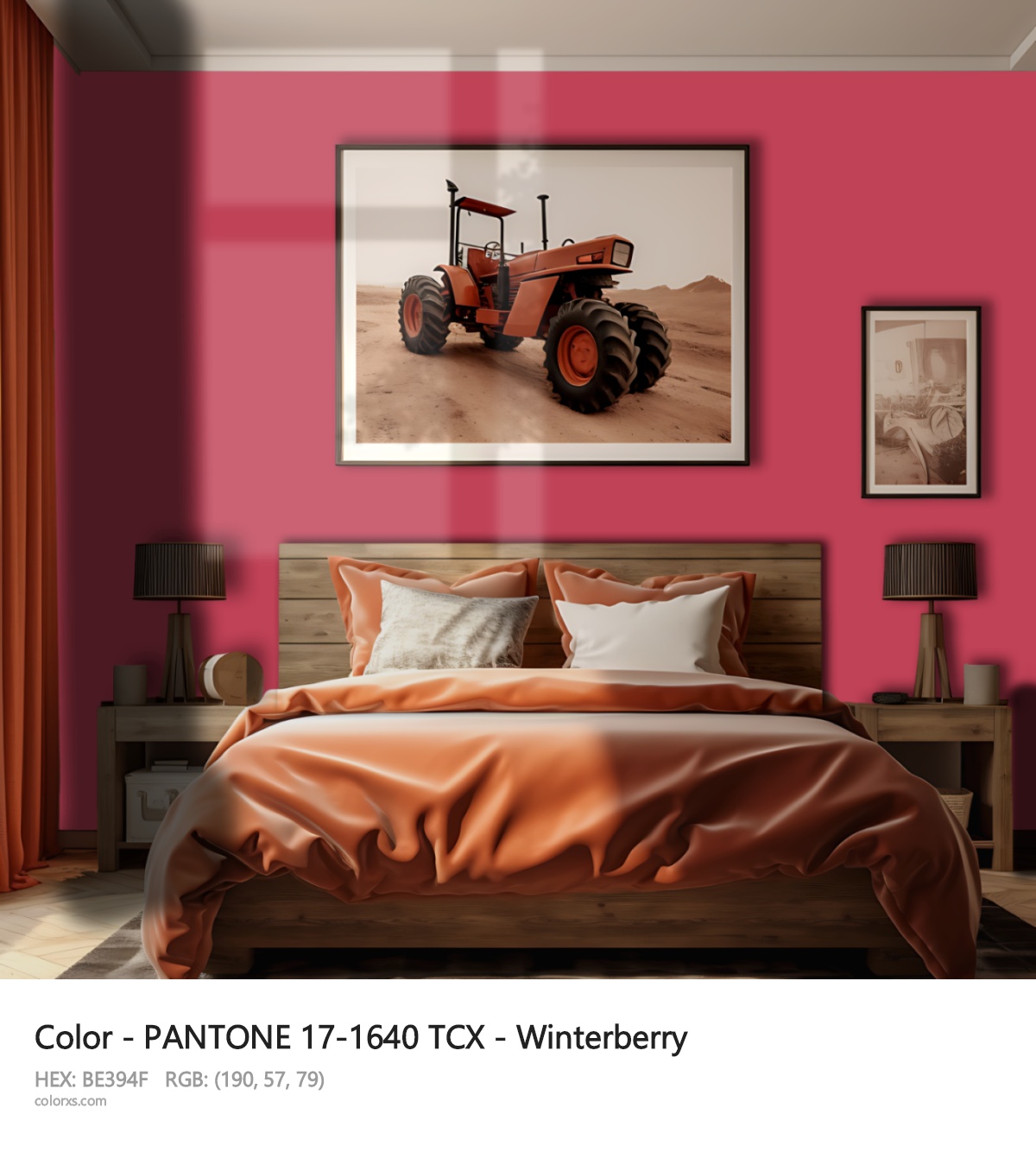 PANTONE 17-1640 TCX - Winterberry CMS vintage style bedroom interior