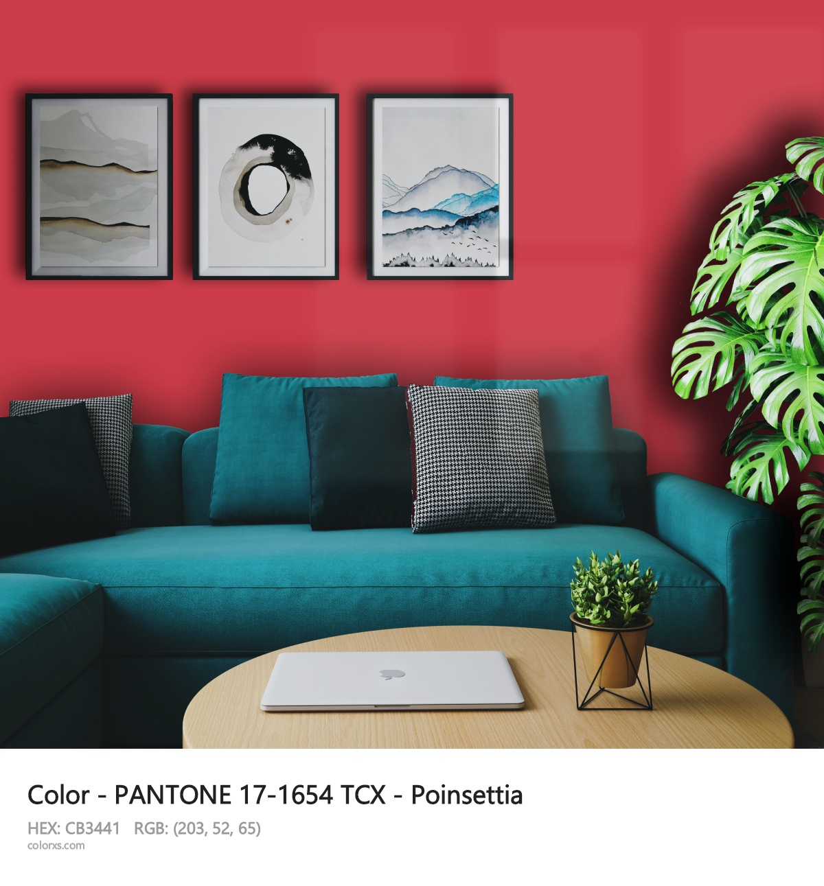 PANTONE 17-1654 TCX - Poinsettia CMS cozy coffee corner interior